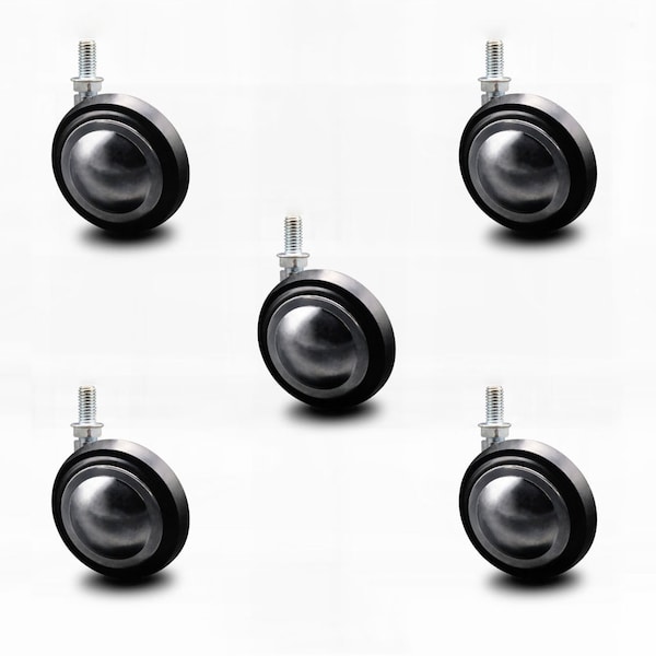 3 Inch Bright Chrome Soft Tread Ball Caster - 3/8 Inch Threaded Stem, 5PK